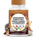 Lions Mane Sieni täydentää Turkki Tail Reishi Cordyceps Chaga vaahtokarkki juuri - 60 Count