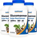 Nutricost Glucomannan 1 800 mg Per Serving, 180 kapselia (3 pulloa)