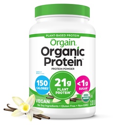 Orgain Organic Vegan Protein Powder, Vanilla Bean - 21g Kasviproteiini, 6g Prebioottikuitua, ei laktoosia Ainesosat, ei lisättyä sokeria, ei-GMO, Shakes & Smoothies, 2,03 lb (Pakkaus May Vary)