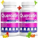 (2 pakkaus) Quercetin Gummies by BioVitalica - Quercetin with bromelain C-vitamiini ja sinkki & Elderberry + D3-5-vitamiini 1 Immuunituki - Sinkki Quercetin 750 mg lapsille ja aikuisille