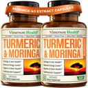 Moringa + Turmeric Curcumin Supplement for Joint Health, Gut Health, Energy and Immuuni Support - Total Wellness Formula - Tumeric Curcumin with Black Pepper & Moringa Pure Capsules - 60 Count - 2 Pack