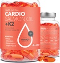 High Strength Omega 3 Fish Oil with Vitamiini K2-1000mg, Norwegian Salmon Oil, EPA & DHA, Burpless, Omega 3 Rasvahappoja täydentää silmät, aivot, sydän ja immuniteetti - 90 kapselia - Cardio