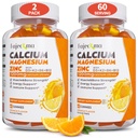 Kalsium Magnesium Sinkki Gummies aikuisille: 1200 mg kalsiumsitraatin D3-vitamiinia K3 - luonnon orgaaninen sokeri ilmainen Imeytyminen täydentää naisten miesten lapset(120 Count)