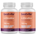 BESTVITE L-Citrulline 750 mg per kapseli (240 kasviskapselia) (120 x 2) - Ei stearaattia - Ei silikaa - Ei täyteaineita - Ei GMO:ita - Gluteeniton - Vegan