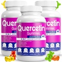 (3 pakkaus) Quercetin Gummies by BioVitalica - Quercetin kanssa bromeliini C-vitamiinia ja sinkkiä & Elderberry + D3-5-vitamiinia 1 Immuunituki - Sinkki Quercetin 750 mg lapsille ja aikuisille