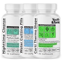 Nuorten ja tonic ruokavalion disepti mielekästä syömistä, puhdistusta, detox & energia tukea veden paino, Gut Cleanse & CortiThermo muoto aineenvaihdunta, menetys kehon nesteet, rikkoa Plateau, 90 pillereitä