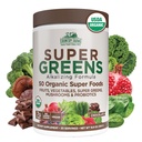 Maa Farms Organic Super Greens Chocolate Flavor, 50 Organic Super Foods, USDA Organic Drink Mix, pakattu kuitu, hedelmät, vihannekset, sienet ja probiootit, Tukee energiaa, 7g kuitu