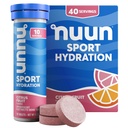 Nuun Sport Elektrolyyttitabletit, joissa magnesiumia, kalsiumia, kaliumia, kloridia ja natriumia, gluteeniton ja vegaaninen, sitrushedelmä, 4 pakkausta (40 tarjoilua yhteensä)