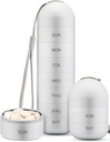 Zannaki Metal Kosteus Proof Viikoittain pilleri Organizer, pinottava alumiiniseos BPA Ilmainen matkaretki 7 päivän pillerilaatikko tapauksessa vedenpitävä ja suuri osasto pitää pillereitä, vitamiinit, kalaöljy, lisäravinteet