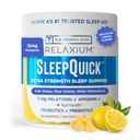 Relaxium Sleep Pikapurukumi, unilääketuki, 5 mg melatoniinia, D-3-vitamiinia, prebioottista ja probioottista sekoitusta, gluteeniton, sitruunan maku 60 gammaa