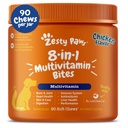 Zesty Tassut Koira Multivitamiini, pureskeltavat koiran vitamiinit ja lisäravinteet hip & nivelet, iho & takki, Omega 3 Kalaöljy koirille- Senior & Pentu Multivitamiini- Kana- 90ct