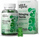 Wild & Organic Stinging Nettle Root Gummies 7500mg - Virtsateiden tuki täydentää miesten ja naisten kanssa pistelevä nokkosten juuriuute - 60 Vegan, ei-GMO Gummies