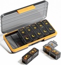 AM PM Pill Organizer 2 Kertaa päivässä, 7 päivää pillerilaatikko Viikoittain pilleri Organizer Matkustaa erillinen kontti, Kannettava päivittäinen lääkesuunnittelija Jakaja Asia vitamiini, kalaöljyjä, Lisäravinteet(MustaKulta)