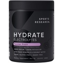 Sports Research® Hydrate Elektrolyytit Powder - Sokeriton ja luontaisesti maustettu vitamiineja, Minerals, ja Coconut Water - Tukee Hydration - Passion Fruit - 90 tarjoilut