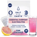 Earth Premium Nolla-sokerinen Elektrolyytti - Valmistettu vaaleanpunaisella Himalajan suolalla - Kosteusjauhepakkaus Premium Ingredients Keto & Paleo Friendly 30 Sticks, vaaleanpunainen sitruuna