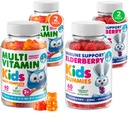 DR. MORITZ Elderberry Gummies for Kids (60 Count 2 Pack) ja Kids Multivitamiini Gummies Bundle (60 Count, 2 Pack) - lapsille Immuuneja tukea ja yleistä terveyttä