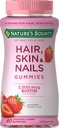 Nature's Bounty Optimal Solutions Hiukset, iho ja kynnet Biotin Mansikka maku - 80 Gummy, pakkaus 5
