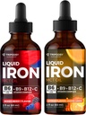 Liquid Iron Supplement, Iron Drops, Naiset ja miehet, B6, B9, B12, C-vitamiini, Anemia, Veren rakentaja, Folaatti, Punainen Verisolu, Immunotuki, MCT Oil, Citrus, Mixed Berry