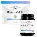 Lihas Feast Creapure Creatiini Monohydraatti - Aromiton 2lb (x1) ja Isolate Whey Protein Powder - Ei maku 5lb (x1) - Lihas Recovery and Performance Bundle