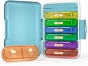 Viikoittain pilleri Organizer 2 Kertaa päivässä, 7 päivän pillerilaatikko 2 Kertaa, Kannettava matka pilleri tapauksessa pillereitä / Vitamin / kalaöljy / lääkinnällinen / täydentää (2x7 Sininen + Rainbow)