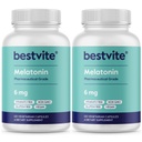 BESTVITE Melatoniini 6 mg (240 kasviskapselia) (120 x 2) - Ei stearaattia - Vegan - Ei muuntogeenisiä organismeja - Gluteeniton