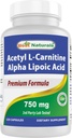 Best Naturals Acetyl L-karnitiini ja Alfa Lipoiinihappo 750 mg 120 kapselia
