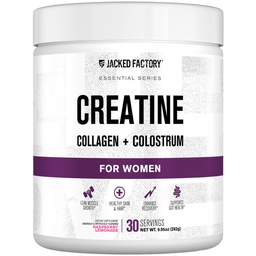 Jacked Factory Creatine for Women - Creatine Monohydrate with Collagen + Colostrum to Support Workout Performance, Lean Muscle Growth, Healthy Hair, Skin, & Nails - 30 Servings, Raspberry Lemonade