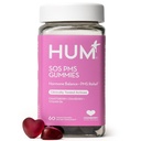 HUM Nutrition SOS PMS Gummies, PMS Support Supplement for Women, Tuki syklin oireet, turvotus, Hormonaalinen tasapaino, Sisältää B6-vitamiinia, karpalo & Chasteberry Vitex, Gluteeniton, 60 Vegaani Gummies