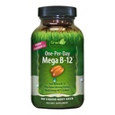 Irwin Naturals One-per-Day Mega B-12 1 500 mcg High Potency Metyylikobalamiini Vitamiini - Nopea tehostettu imeytyminen MCT + Aasian Ginseng - Natural Energy Boost - 60 Liquid Softgels