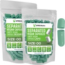 XPRS Nutra Vegan Koko 00 Erilliset kapselit - 100 Count Premium Tyhjät kapselit Erotettu laukkuihin - 00 Pillerit Tyhjä DIY täydennystä (Sage Green)