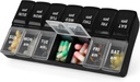 7 Day Weekly AM PM Pill Organizer, 2 kertaa päivässä suuri pilleri tapauksessa pilleri laatikko pillereitä vitamiini täydentää lääkkeitä (musta + valkoinen,2 kertaa)