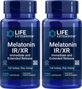 Life Extension Melatoniini IR/XR, 120 kapselia (pakkaus 2) - Välittömästi & Laajennettu Release 7 Tuntia Tuki - Yöaika Supplement - Pysy Nukkua All Night Long - Ei-GMO, Gluteenittomat