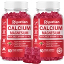 Calcium Gummies + Magnesium & Sinkki D3- ja K2-vitamiinin kanssa, suuri imeytyvä kalsiumlisä luulle, hampaille ja immuunituelle, muu kuin GMO, vegan, 120