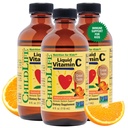 CHILDLLIFE OLENNAISET Nestemäinen C-vitamiini - Pure C-vitamiinin nestemäinen täydentää lapsille, Immuunijärjestelmä tuki, Suuri maku - Luonnollinen Orange Flavor, 4 Fl Oz (pakkaus 3)