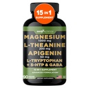 Gade Nutrition Magnesium Glycinate & Magneusum Lisäravinteet Apigenin, L Theanine 200 mg, 5 HTP, GABA Rauha aivojen Booster Supplement Uniapu Ashwagandha L Tryptophan Kamomilla
