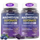 Magnesium Glycinate Gummies 500 mg/250 mg aikuisille Lapset Teini-ikäiset, sokeriton Magnesium Rauhallinen uniapu, lapset nukkua Gummies kanssa L-Theanine Glysiini B6 uneen, rauhallinen, Lihas, rento aivot, Ei melatoniinia,2Pack