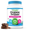 Orgain Organic Vegan Protein + 50 Superfoods Powder, Creamy Chocolate Fudge - 21g Kasvipohjainen proteiini, 9g Prebioottikuitu, Ei laktoosia, Gluteeniton, Ei lisättyä sokeria, 2,02 lb (Pakkaus May Vary)