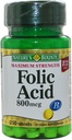 Nature's Bounty Folic Acid 800 mikrog Tabletit Suurin vahvuus 250 ea (Pack of 5)
