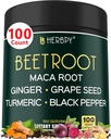 6in1 Punajuuret täydentää Maca Root, Grape Seed, Inkivääri, Turmeeric ja Black Pepper Heart Health & Immuno Support - 100 vegan kapselit
