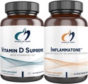 Designs for Health D-vitamiini Supreme + Inflammatone Bundle - D3-vitamiini 5000 IU + 2000 mikrog K-vitamiinia Enzyme kasvitieteellisen sekoitus edistää terveitä tulehdusreaktioita - 2 Tuotteet