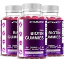 Vitamaattinen Biotin Gummies 10 000 mikrog vahvempi hiukset, iho & kynnet - 60 vegaaninen Gummies - myös kutsutaan B7-vitamiini (3 pullot)