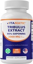 Vitamatic Tribulus Terrestris miesten - 2000 mg per tarjoilu - 95% saponiinit - 180 kasvikapselit - valmistettu Yhdysvalloissa - Gluteeniton & ei-GMO