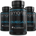 (3 pakkaus) Smartter Omega 3 Kalaöljy, Berry Flavor, Burpless, Mauton, 2000mg, DHA EPA Triple Strength Brain, valmistettu AlaskOmega®