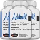 Addrell Energy Stimulant pillereitä- Study Supplement Vaihtoehtoinen pilleri, Natural Nootropic lisäravinteet & Cognitive Enhanceer Varaosa Kohota mielen selvyyden naisten & miesten - 180 kapselia