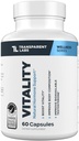 Läpinäkyvä Labs Vitality Testosteroni Booster - Testosteroni Supplement for Men with Ashwagandha KSM-66, PrimaVie Shilajit Extract, & DIM tukemaan elinvoimaa, & Biosabilisation Testosteroni - 60 Count