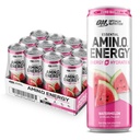 Optimum Nutrition Amino Energy Sparkling Hydration Drink, Elektrolyytit, kofeiini, aminohapot, BCAAs, sokeriton, vesimeloni, 12 Fl Oz, 12 Pack (Pakkaus toukokuussa vary)