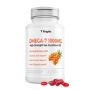 Vitapia Omega 7 Sea Buckthorn Marjaöljy 1000 mg hiuksille, iholle, kynsille, Heart Health Support - 34% Palmitoleic Acid & Natural Omega 3 6 9 Rasvahapot täydentää - 120 kapselia, ei-GMO, Gluteenittomat