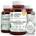 Luonnollinen Nutra kelated kalsium Magnesium 1000/500 mg lisäravinteet Plus betaiini HCL - kelated Cal Mag parantaa luun tihentymistä, tukee lihasten, hampaiden, sydän- ja verisuonitautien ja hermoston terveyttä, 100 vegaanitablettia