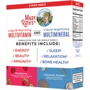 MaryRuth Organics Liquid Morning Multivitamiini & Liquid Nighttime Multimineral Bundle, Vegaani C-vitamiini, B-vitamiini, Magnesium, energia, kauneus, unituki, NO melatoniini, 32 Fl Oz Each