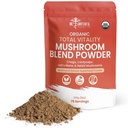 Organic Mushroom Powder Blend - 4-in-1 Reishi, Lion...